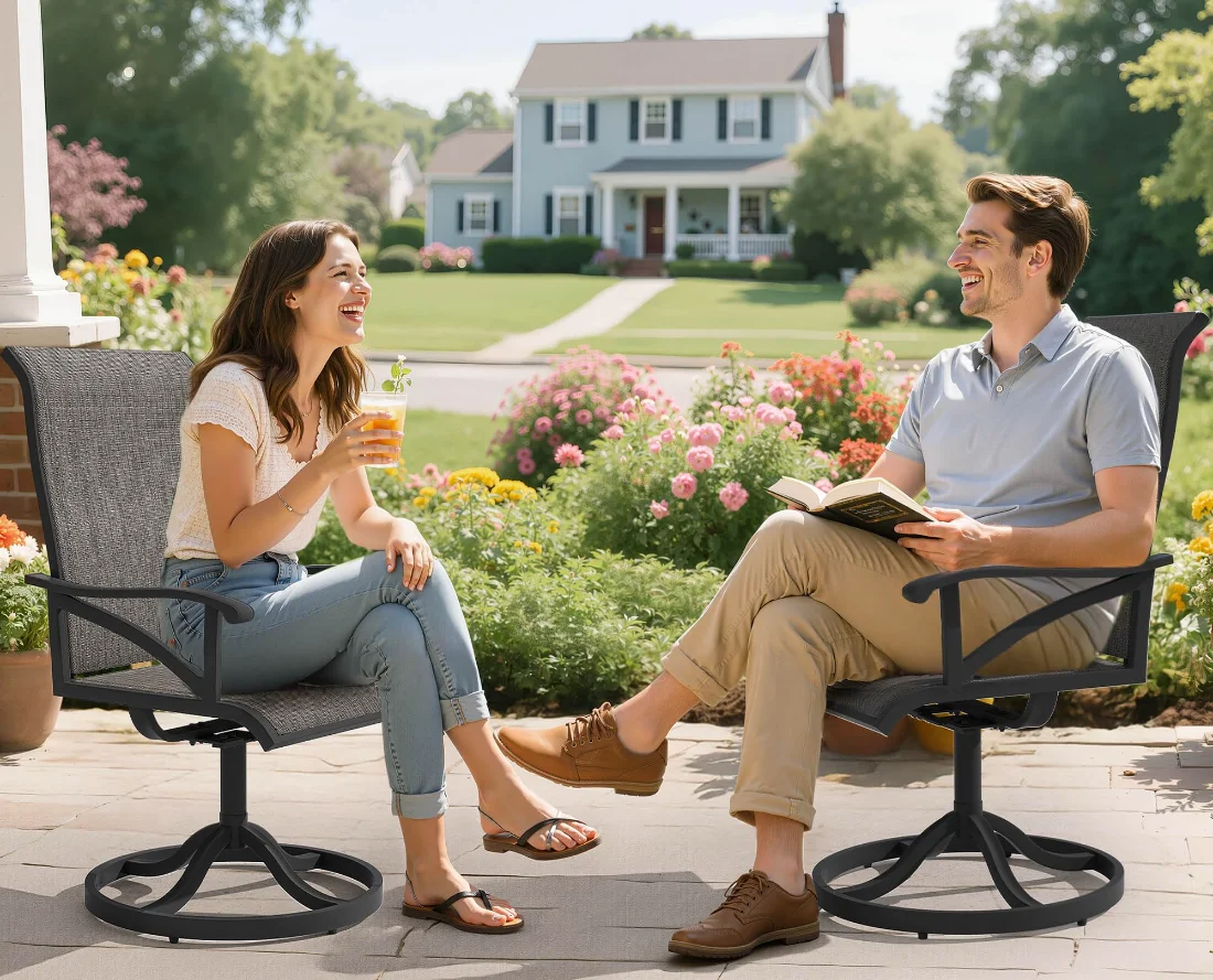 DWVO Swivel Patio Chairs, Set of 2, High Back