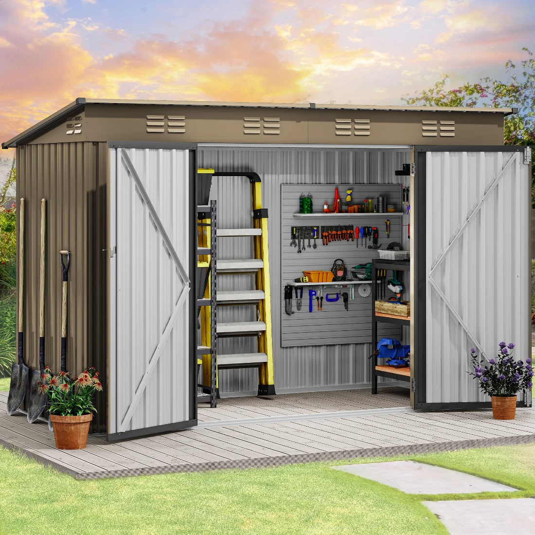 DWVO Metal Storage Shed 9x4 ft