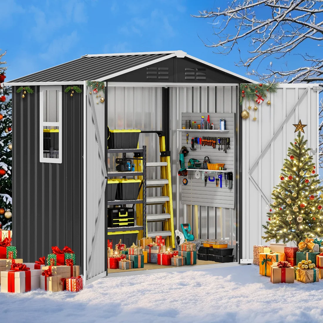 DWVO Metal Storage Shed 6x4 ft, with Window