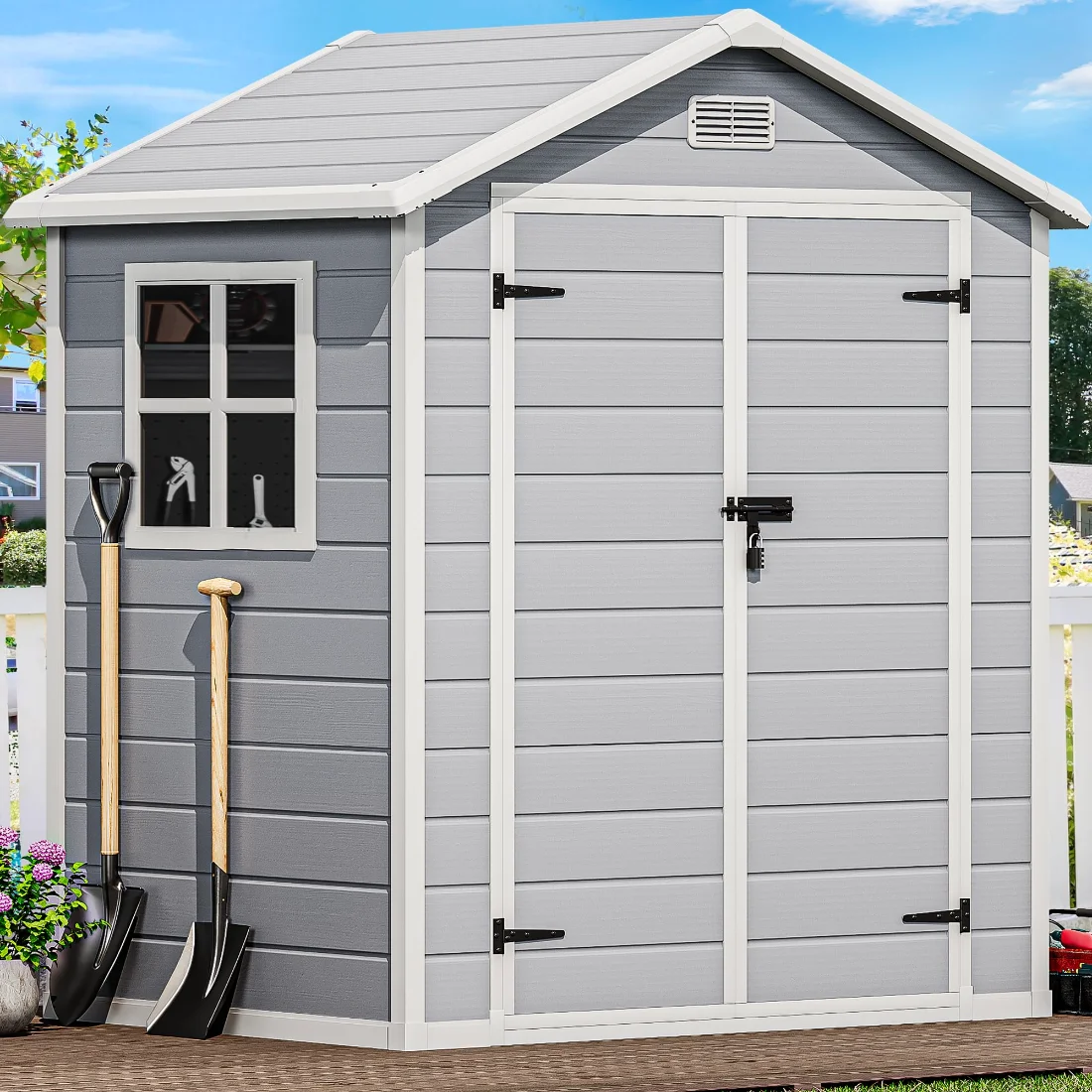 DWVO Resin Storage Shed 6x4.4 ft, Reinforced Floor