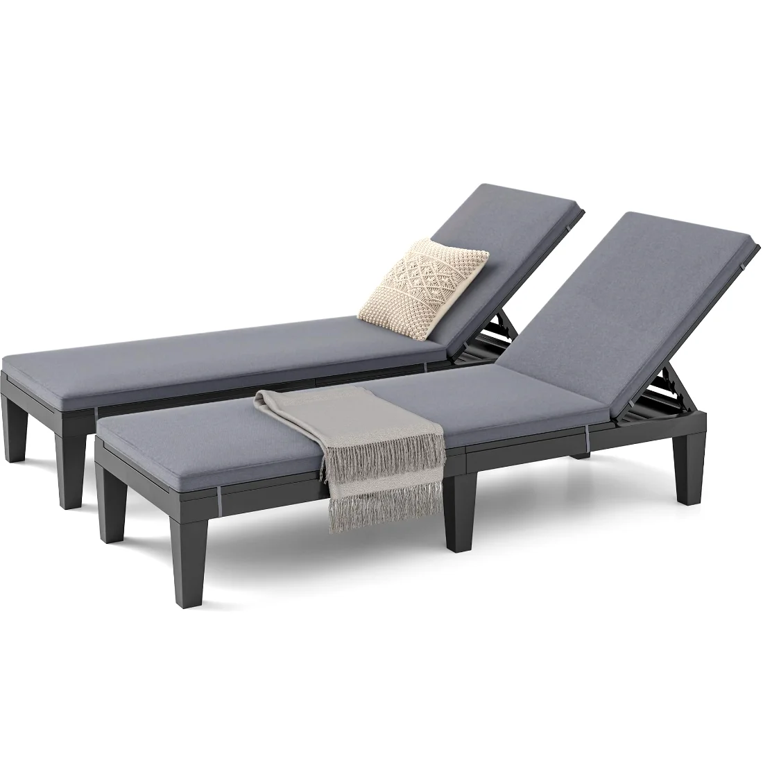 DWVO Chaise Lounge Set of 2, with Cushions