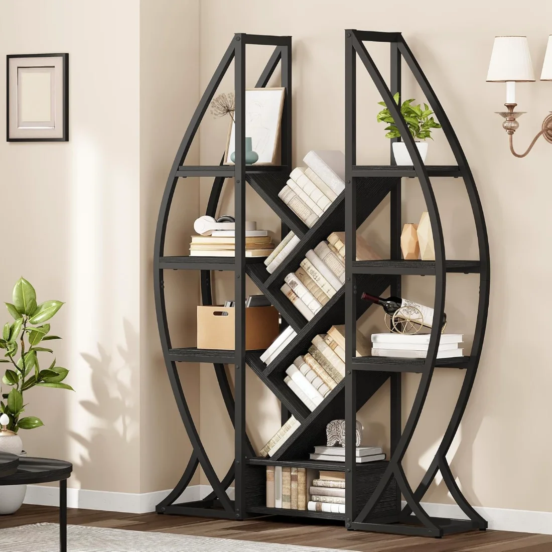DWVO Oval Etagere Bookshelf, 5 Tiers