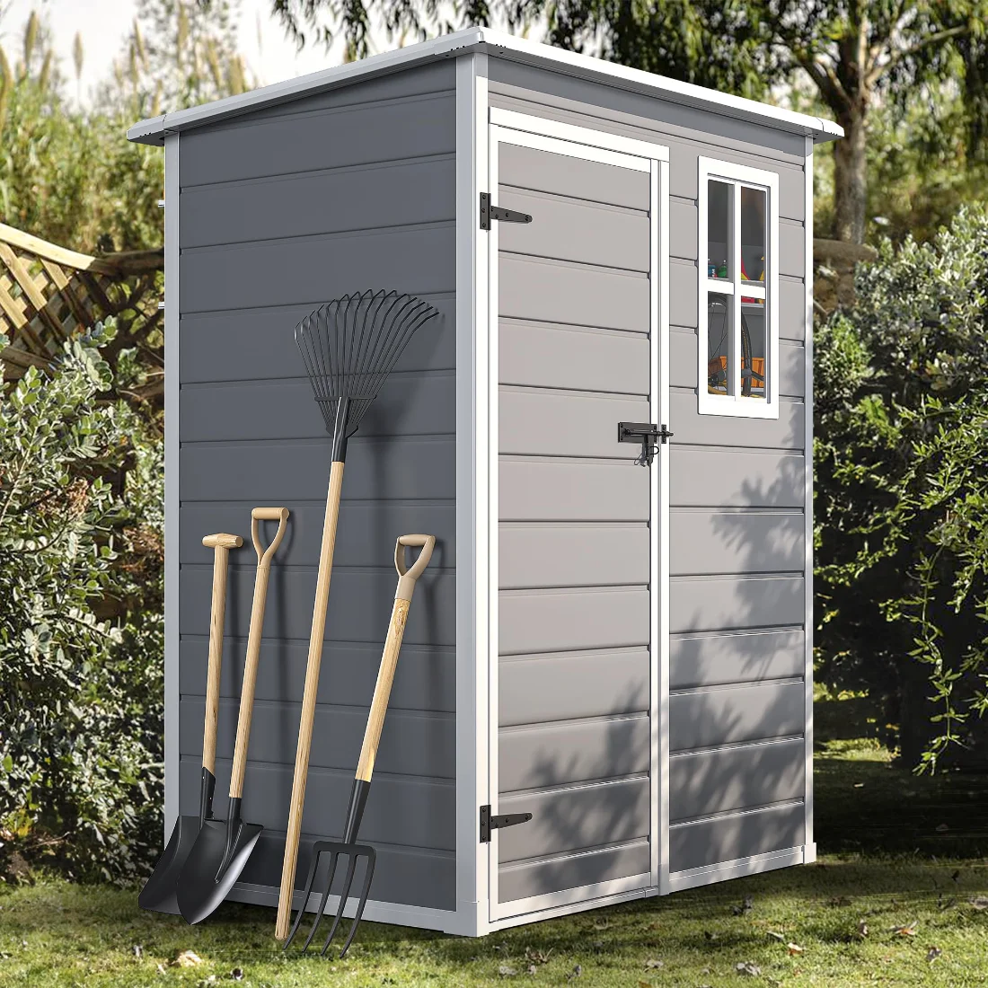 DWVO Resin Storage Shed 5x3 ft, Gray