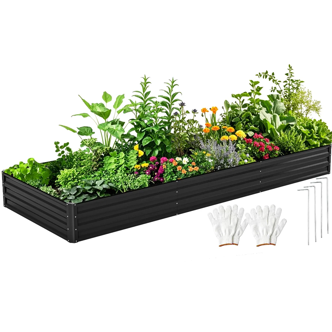 DWVO Galvanized Garden Bed Kit 12x4 ft