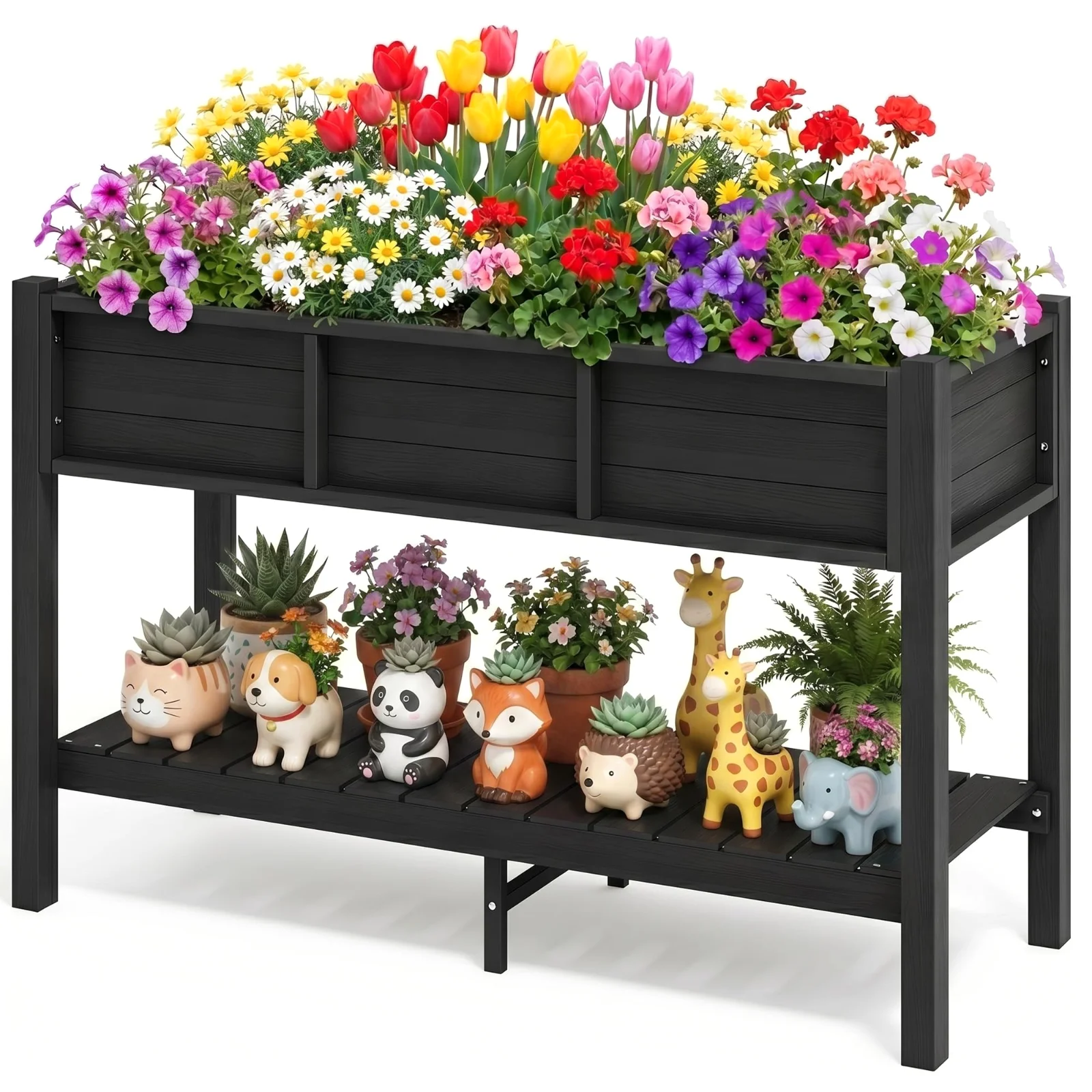 DWVO Raised Garden Bed 48x18x30 in, Poly Wood