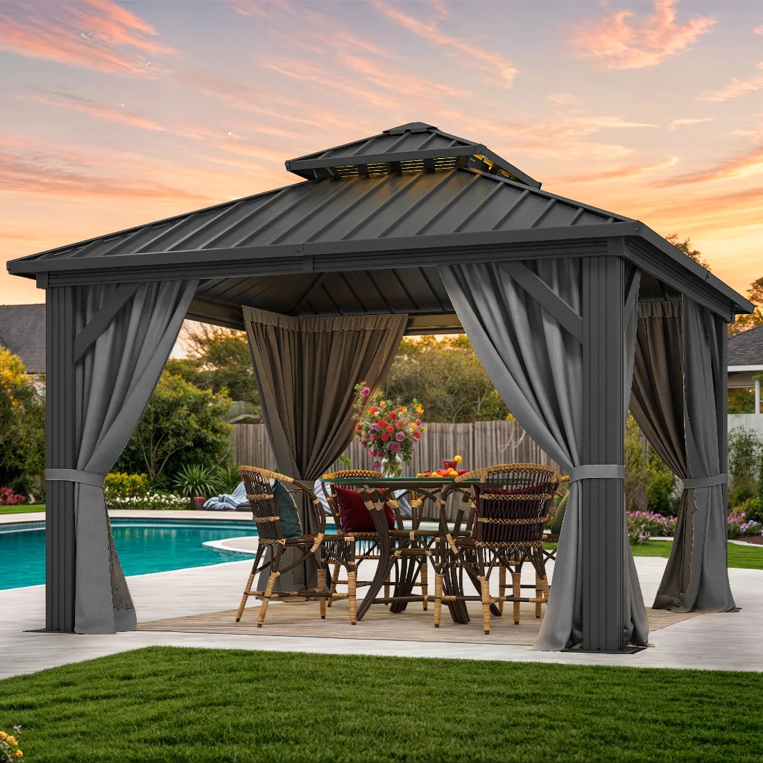 DWVO Hardtop Gazebo 10x10 ft, Aluminum Frame