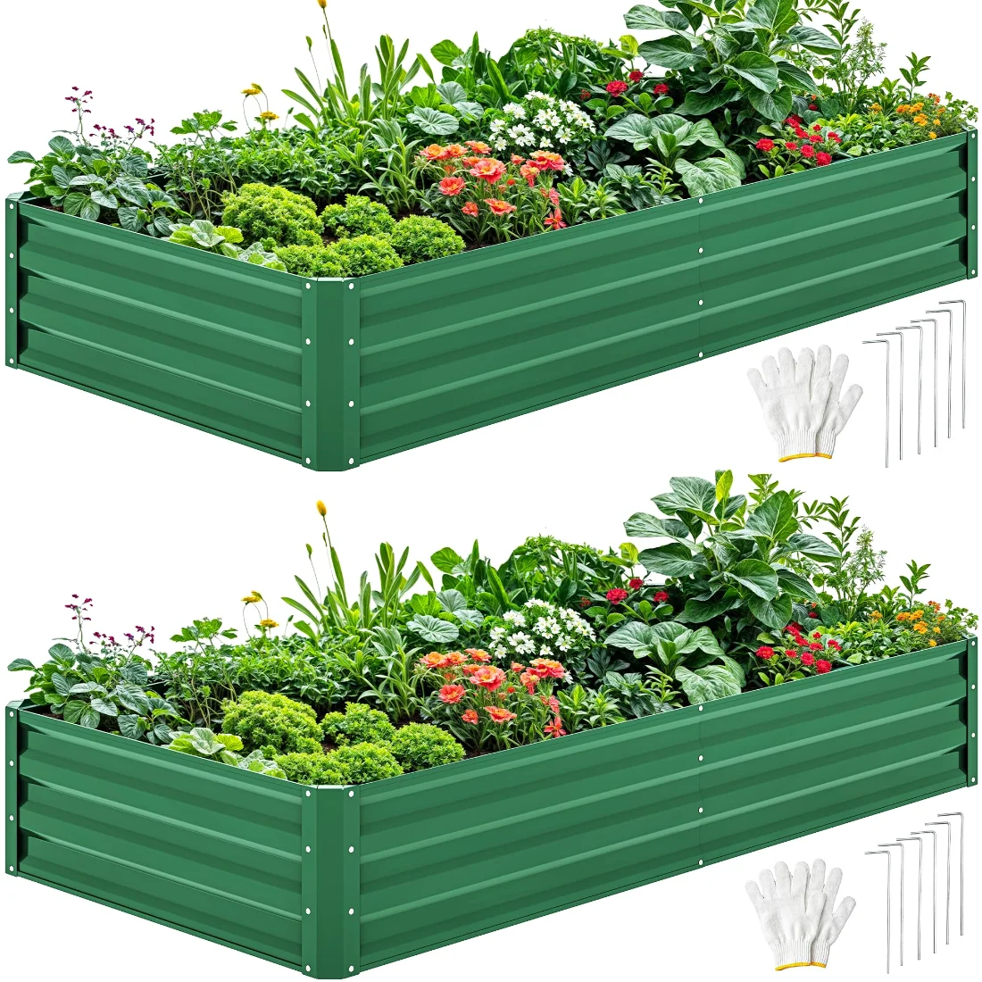 DWVO Galvanized Garden Bed Kit 6x3 ft, 2-Pack